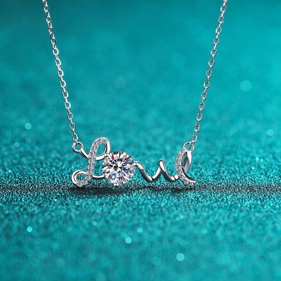 Certified 1ct. t.w. Diamond Moissanite Love Necklace NEW - Picture 5 of 9